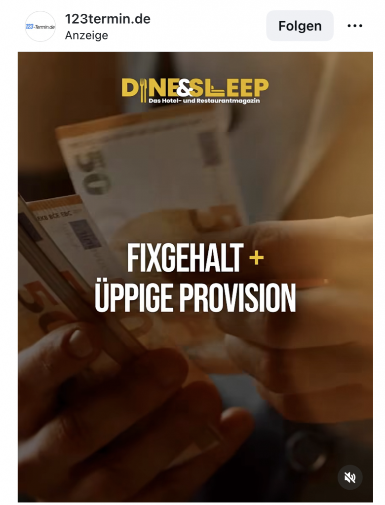 Instagram-Anzeige von Dine & Sleep