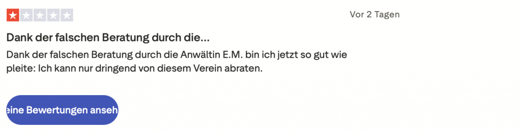 Bewertung auf Trustpilot über den Mieterverein Lübeck